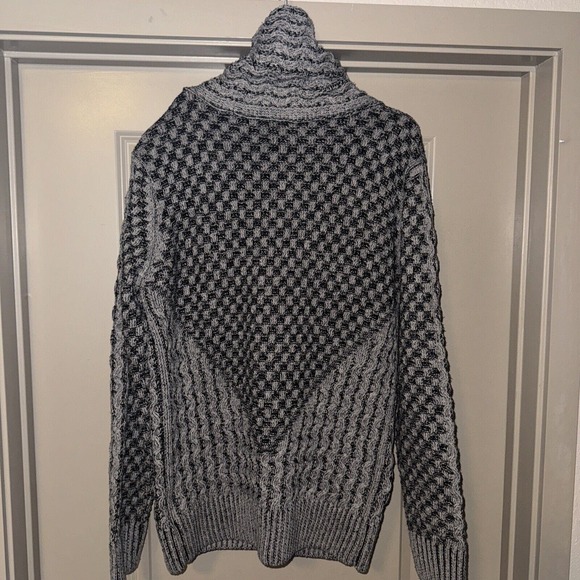 COOFANDY Mens Knitted Chunky Pullover Turtleneck Sweater Grey/Black Sz M - Picture 5 of 6